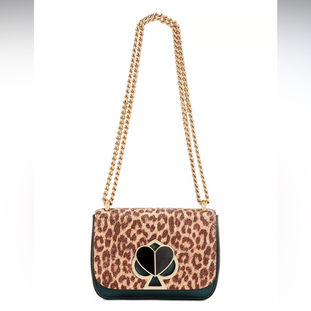 Kate Spade New York Nicola Metallic Leopard Twistlock Leather Shoulder Bag